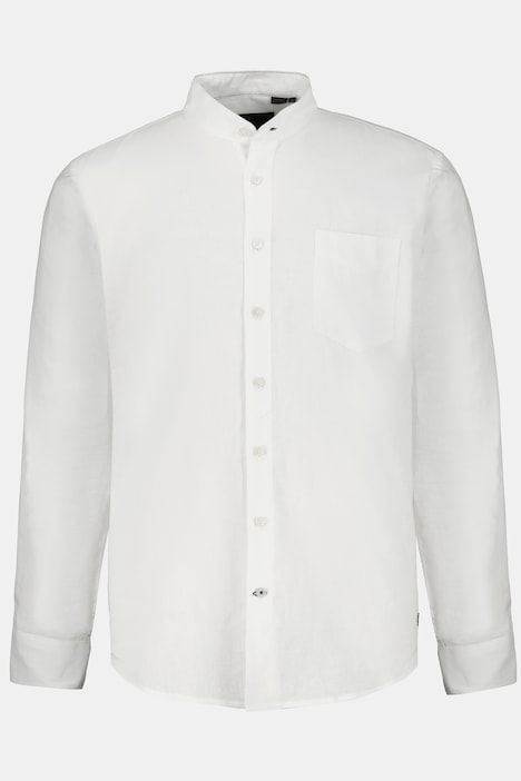 Chemise en lin mélangé JP 1880, manches longues et col officier, coupe Modern Fit - jusqu'au 8 XL