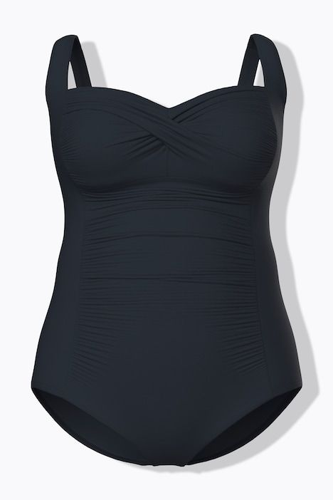 Maillot de bain à bonnets souples. Joli drapé sur la poitrine. Matière finement texturée