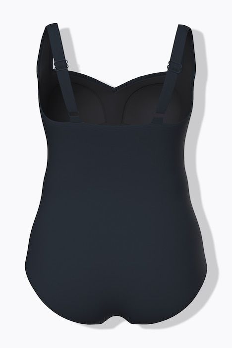 Maillot de bain à bonnets souples. Joli drapé sur la poitrine. Matière finement texturée