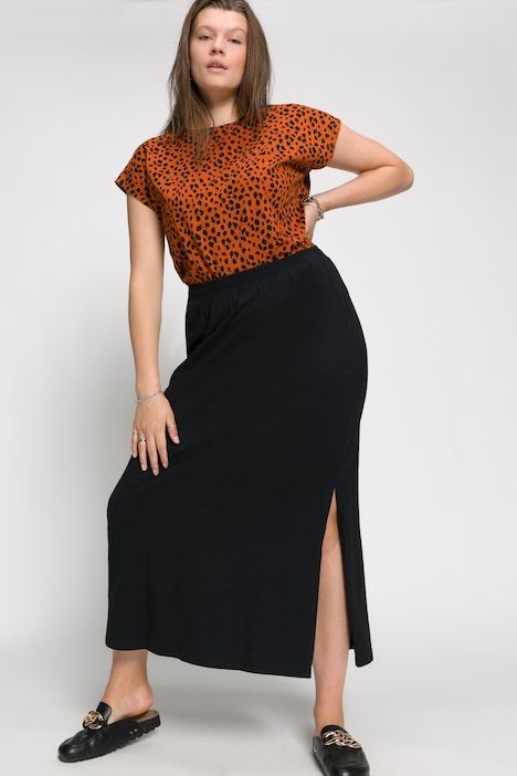 Jupe, longueur maxi, jersey, ceinture élastiquée