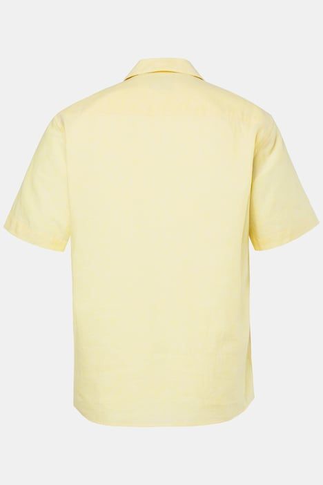 Chemise en lin mélangé, manches courtes et col cubain, coupe Modern Fit