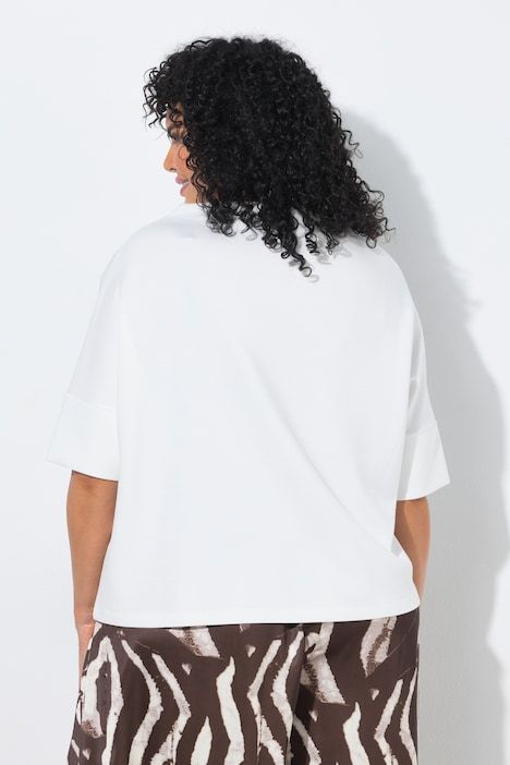 Sweat-shirt oversized à manches courtes, avec col montant et plis fantaisie