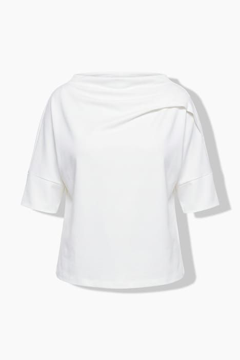 Sweat-shirt oversized à manches courtes, avec col montant et plis fantaisie