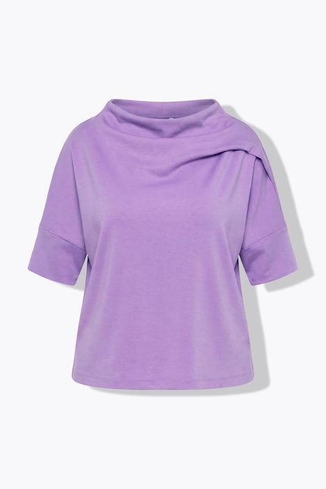 Sweat-shirt oversized à manches courtes, avec col montant et plis fantaisie