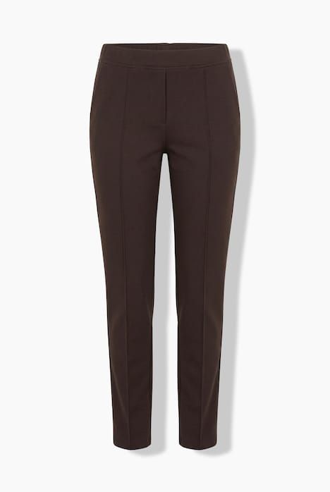 Pantalon point de Rome, jambe carotte. Taille élastique, plis fantaisie