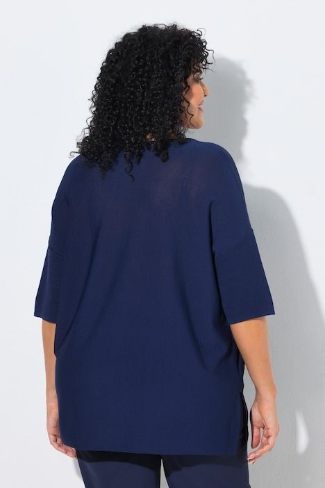 Pull oversize, encolure en V et manches courtes