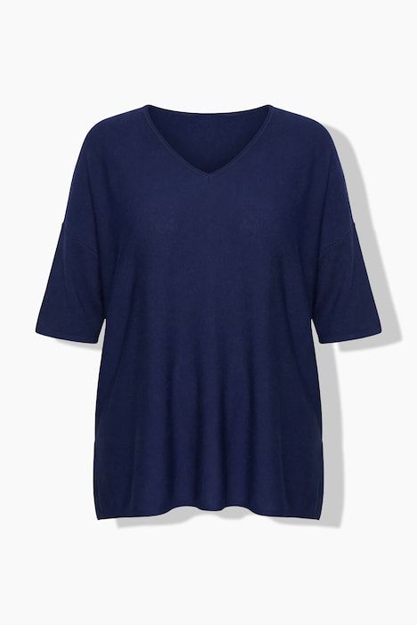 Pull oversize, encolure en V et manches courtes