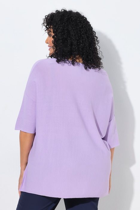 Pull oversize, encolure en V et manches courtes