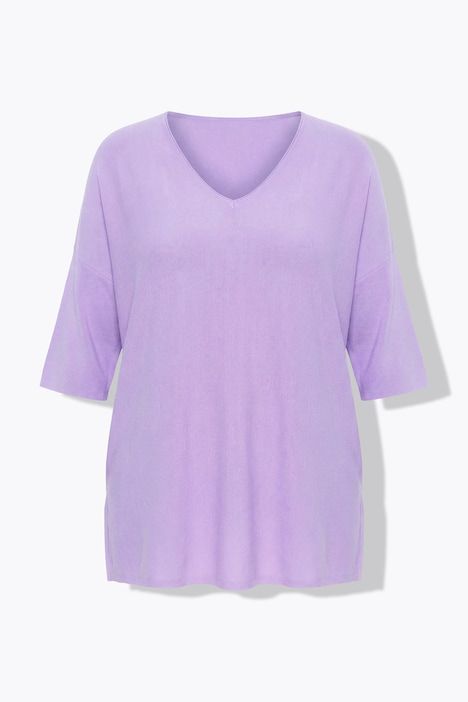 Pull oversize, encolure en V et manches courtes