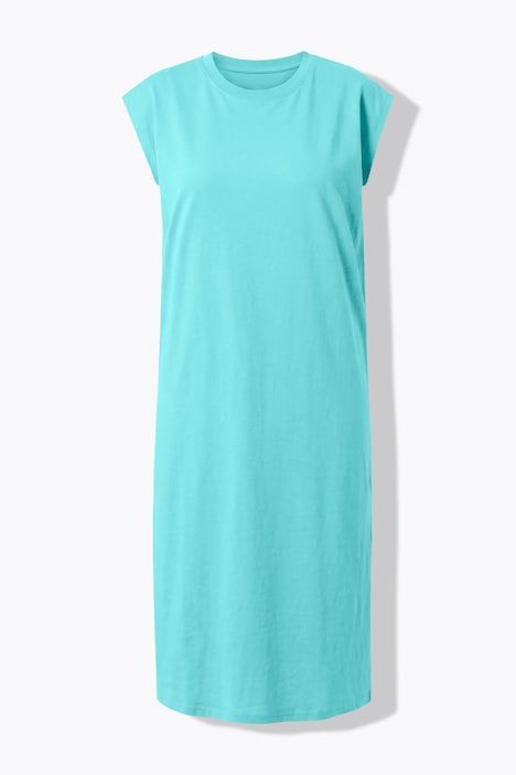 Robe midi en jersey oversized à encolure ronde et sans manches. Ouverture de type fente sur le côté