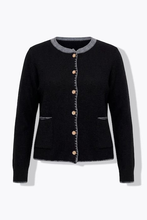 Cardigan à col montant et boutons traditionnels, broderie cerf