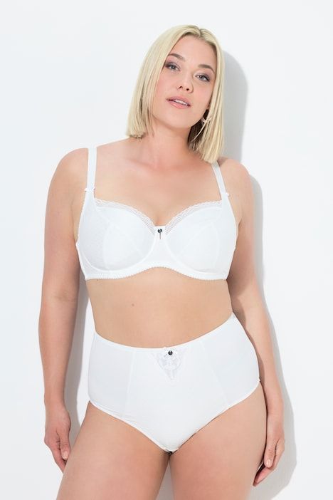 Soutien-gorge à armatures. Motif jacquard. Liserés en dentelle - bonnet C-G