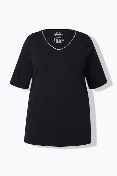 T-shirt à coupe évasée. Col en V et manches courtes