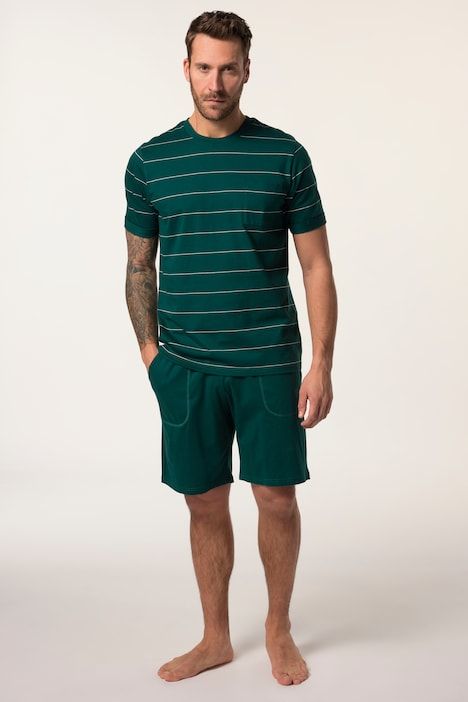 Pyjama court deux pièces, T-shirt rayé et short - jusqu'au 8XL