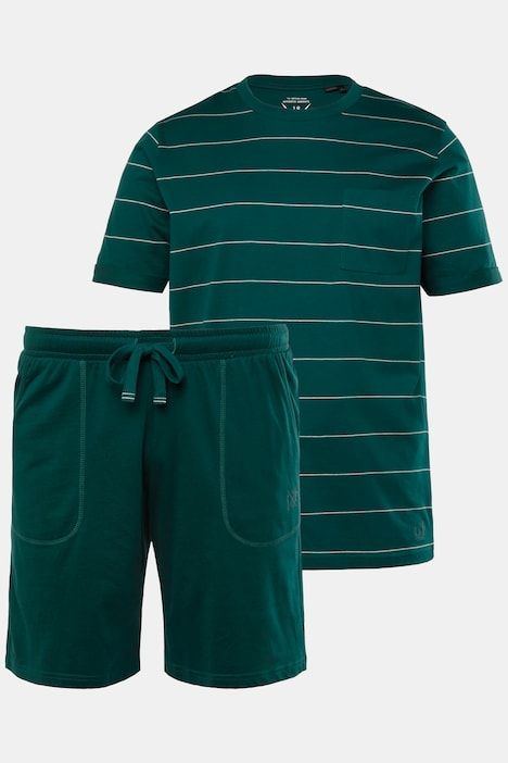 Pyjama court deux pièces, T-shirt rayé et short - jusqu'au 8XL