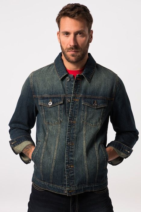 Veste en jean JP 1880, poches poitrine et patte de boutonnage - jusqu'au 8 XL
