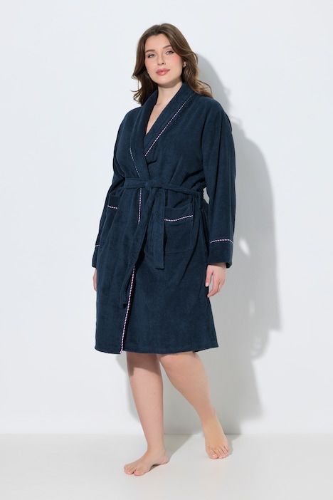 Peignoir en tissu éponge à col châle et manches longues, en coton bio