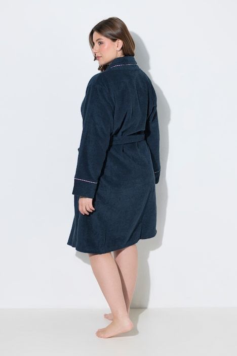 Peignoir en tissu éponge à col châle et manches longues, en coton bio