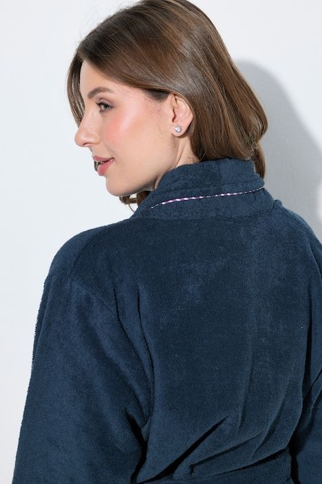 Peignoir en tissu éponge à col châle et manches longues, en coton bio