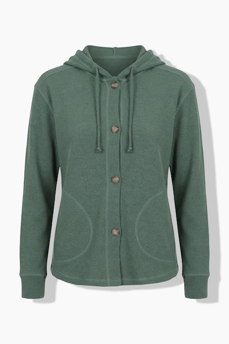 Veste à capuche en molleton de coton bio, texture gaufrée