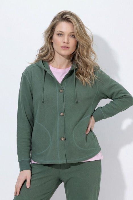 Veste à capuche en molleton de coton bio, texture gaufrée