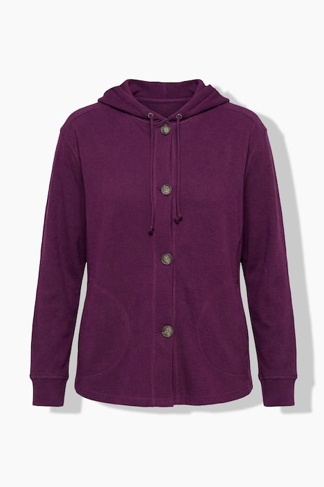 Veste à capuche en molleton de coton bio, texture gaufrée