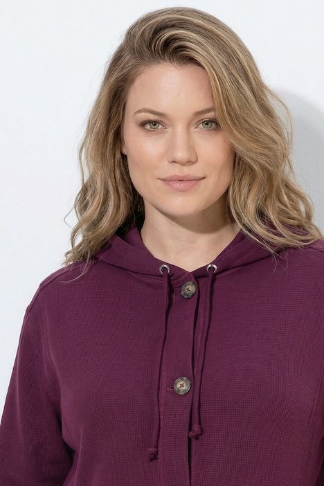 Veste à capuche en molleton de coton bio, texture gaufrée