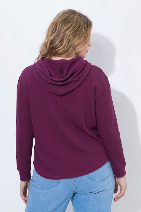 Veste à capuche en molleton de coton bio, texture gaufrée