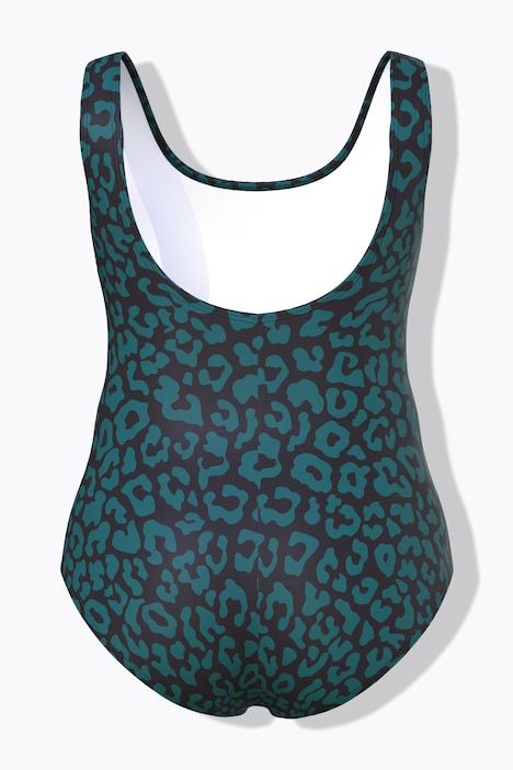 Maillot de bain sans bonnets souples. Décolleté rond et motif léopard