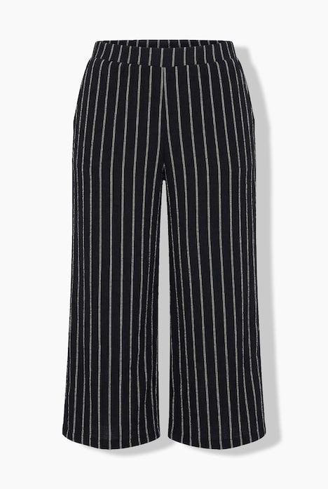 Pantalon à enfiler, taille élastique et jambe large, matière texturée