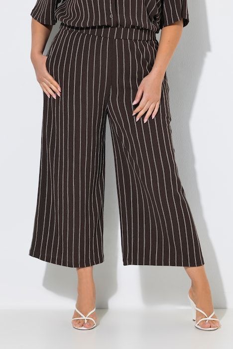 Pantalon à enfiler, taille élastique et jambe large, matière texturée