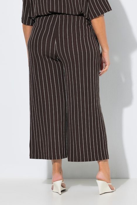 Pantalon à enfiler, taille élastique et jambe large, matière texturée