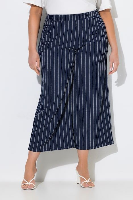 Pantalon à enfiler, taille élastique et jambe large, matière texturée