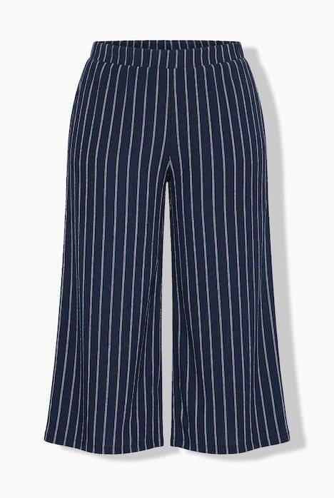 Pantalon à enfiler, taille élastique et jambe large, matière texturée