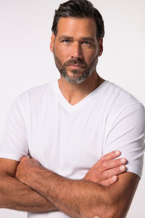 Maillot de corps JP 1880, en jersey côtelé, manches et col en V – jusqu'au 8 XL