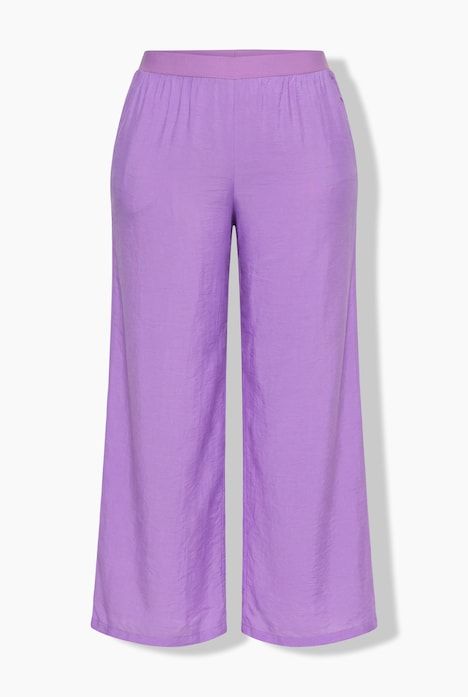 Pantalon à enfiler à tissu texturé. Taille élastique et jambe large