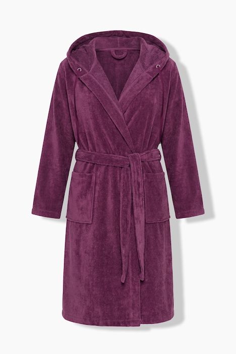 Peignoir à capuche en éponge, ceinture et coupe évasée