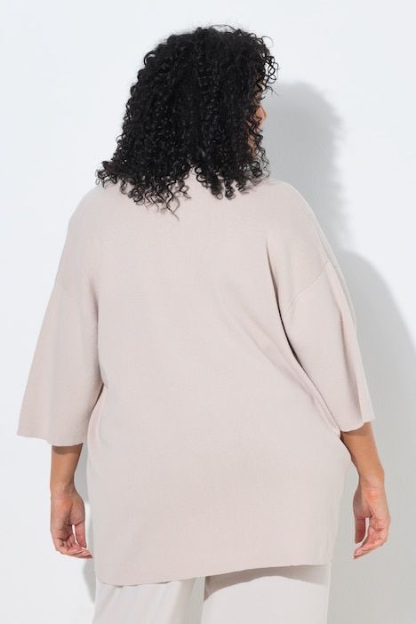 Cardigan oversize, coupe ouverte, col châle et manches courtes