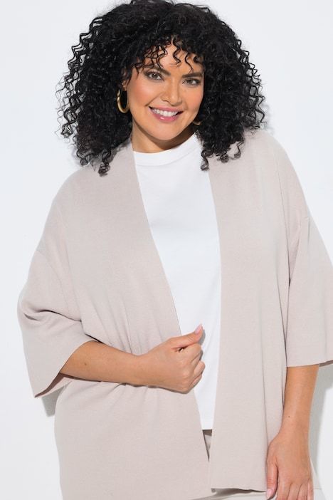 Cardigan oversize, coupe ouverte, col châle et manches courtes