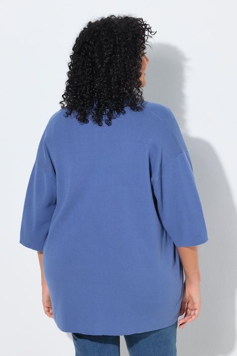 Cardigan oversize, coupe ouverte, col châle et manches courtes