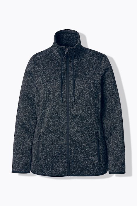 Veste en maille polaire, motif chiné, col montant et poches zippées