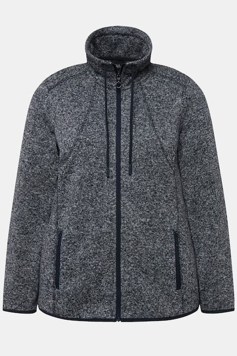 Veste en maille polaire, motif chiné, col montant et poches zippées
