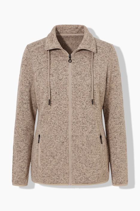 Veste en maille polaire, motif chiné, col montant et poches zippées