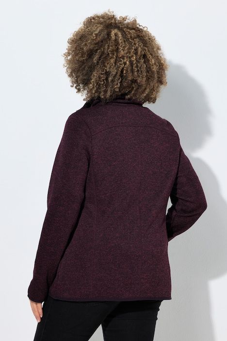 Veste en maille polaire, motif chiné, col montant et poches zippées