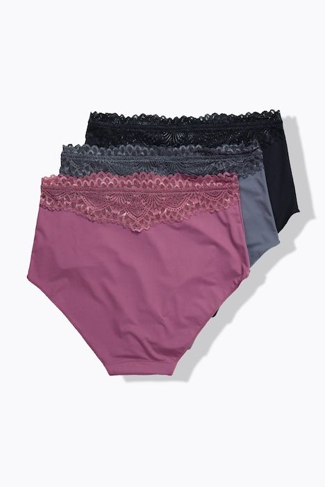 Lot de 3 culottes maxi TruYou, microfibre, dentelle à la taille