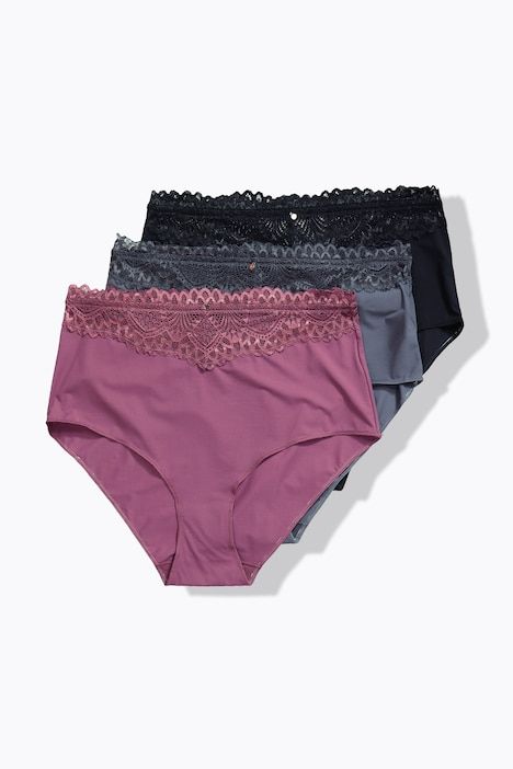 Lot de 3 culottes maxi TruYou, microfibre, dentelle à la taille