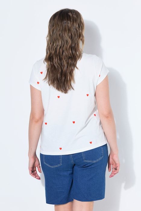 T-shirt à col rond, avec cœurs