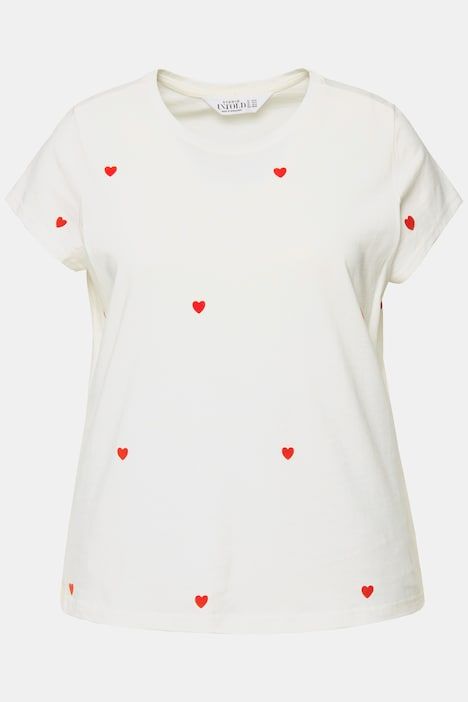 T-shirt à col rond, avec cœurs