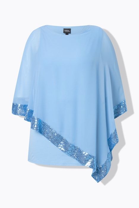 Blouse avec voile en mousseline. Encolure bateau, manches 3/4