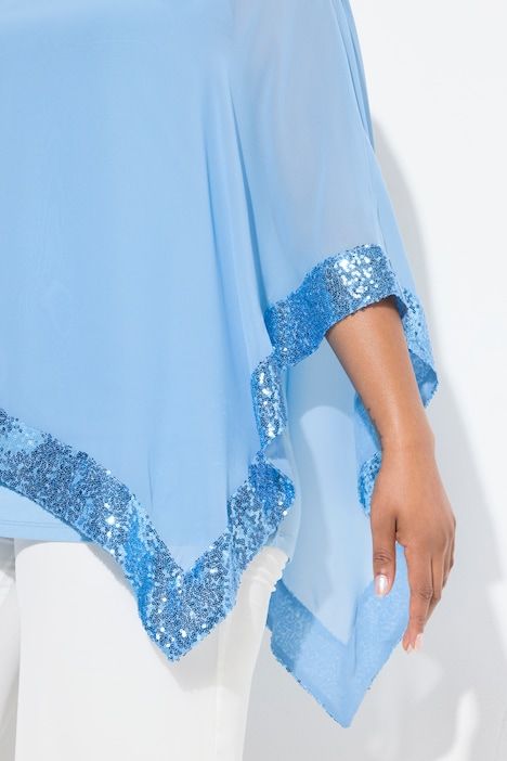 Blouse avec voile en mousseline. Encolure bateau, manches 3/4